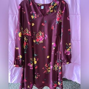 Old Navy Burgundy Floral Dress